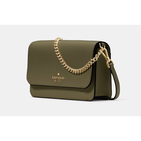New Kate Spade Madison Small Flap Crossbody Saffiano Leather Seaweed Green - Picture 3 of 5